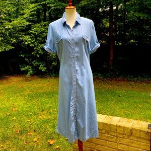 JM Collection Vintage Denim Look Button Down Dress